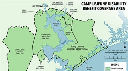 Camp Lejeune disability benefit coverage map