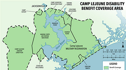 Camp Lejeune disability benefit coverage map